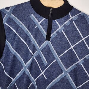 The North Pole Black & Blue Sweater 1/4 Zip Mock Neck Mens Size M‎ NWT